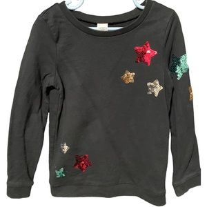 Little girls Black Star sequin sweatshirt